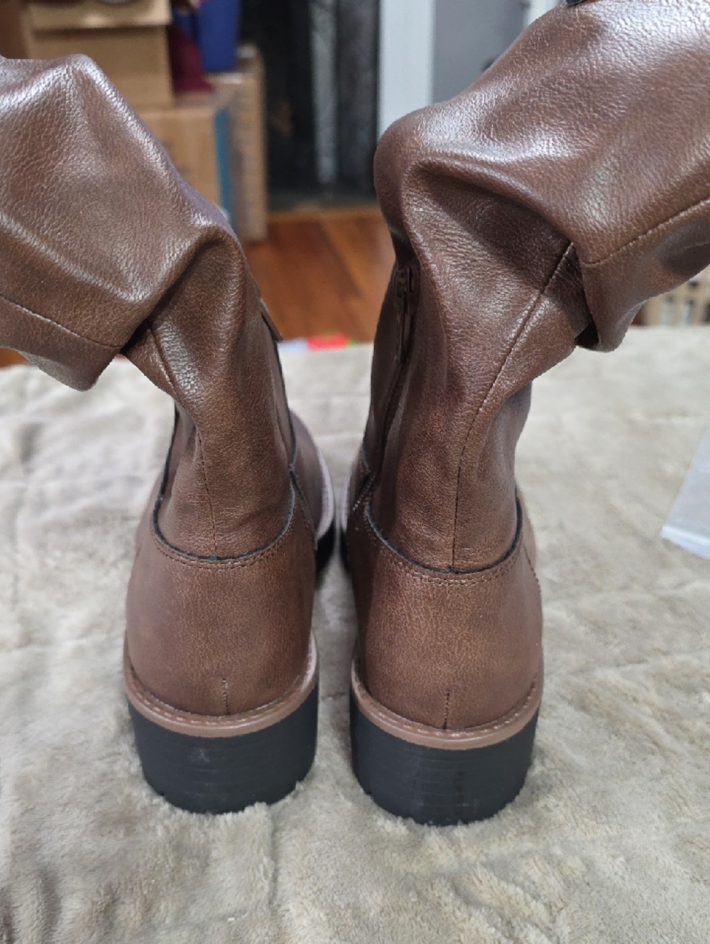 NWT Sun + Stone Women's Chocolate Boots Slouchy Chunky Soles Mid-Calf‎ Sz 6.5 - Picture 5 of 10